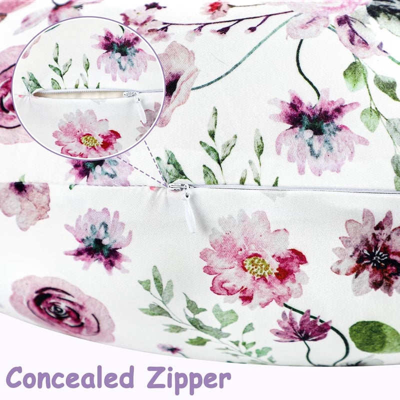 GFU Nursing Pillow Cover for Boys and Girls, Breastfeeding Pillow Case for Newborn, Soft Baby Breastfeeding Pillow Slipcover Colourful Purple Flowers, Stretchy Feeding Cover (Cover Only) - Image 5